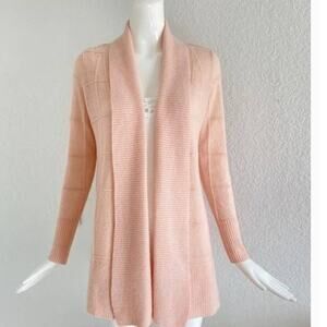 Charter Club Pink Open Front 100% Cashmere Sweater Long Length Women Large $189